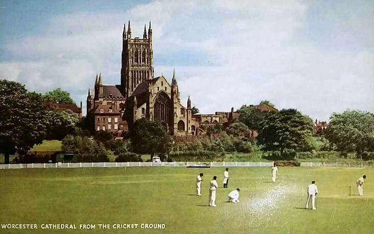 Worcestershire County Cricket ground with a view of the Cathedral 1967